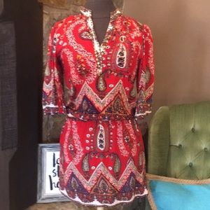 Red paisley top/tunic/dress